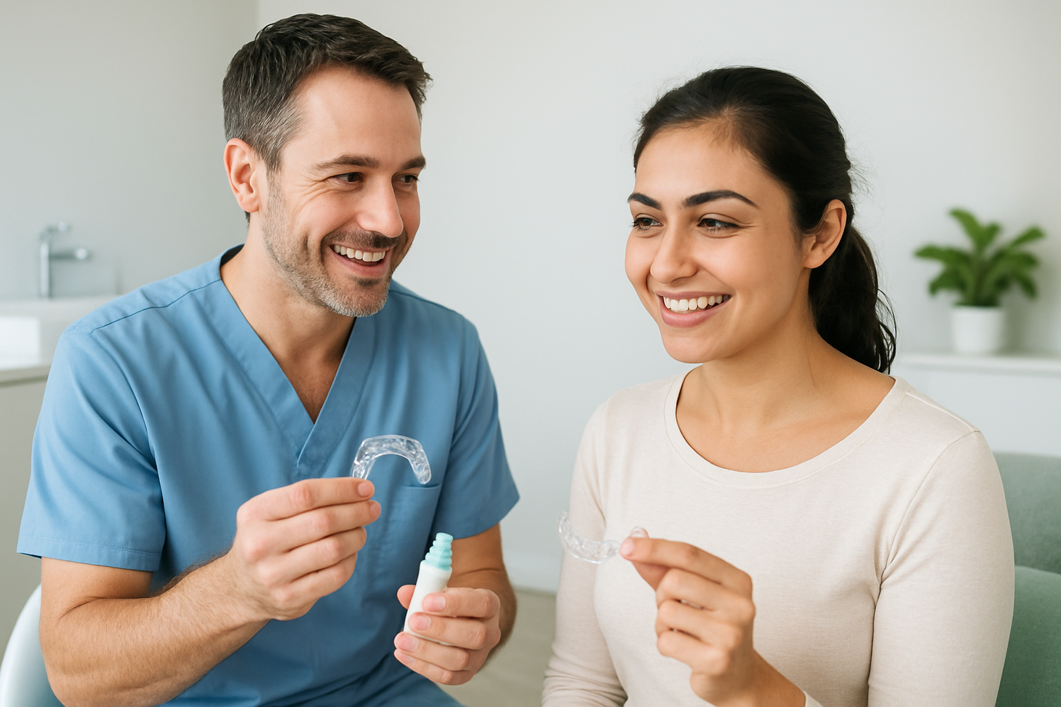 Transparente individuelle Bleaching-Schienen mit Aufhellungsgel für Home-Bleaching